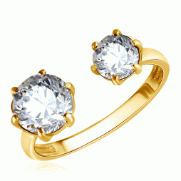 Разомкнутое кольцо из золота с фианитами |	 Материал:Золото Цвет:Жёлтый Проба:585 Вставки:Фианит Примерный вес (г):2.2 