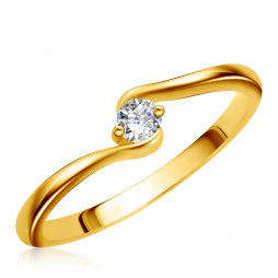 Кольцо из желтого золота с бриллиантом | Материал:Золото Цвет:Жёлтый Проба:585 Вставки:Бриллиант Примерный вес (г):1.88