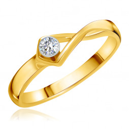 Кольцо из желтого золота с бриллиантом | Материал:Золото Цвет:Жёлтый Проба:585 Вставки:Бриллиант Примерный вес (г):2.54