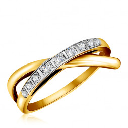 Кольцо из желтого золота с бриллиантами | Материал:Золото Цвет:Жёлтый Проба:585 Вставки:Бриллиант Примерный вес (г):3.36