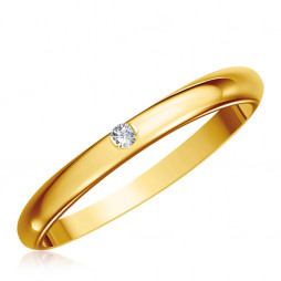 Кольцо из желтого золота с бриллиантом | Материал:Золото Цвет:Жёлтый Проба:585 Вставки:Бриллиант Примерный вес (г):2.34