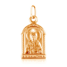 Подвеска иконка из золота Святая Матрона |	 Материал:Золото Цвет:Красный Проба:585 Вставки:Без вставок Примерный вес (г):0.59 Тематика:Образок
