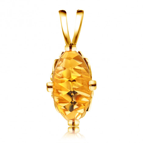 Подвеска из желтого золота с цитрином | Материал:Золото Цвет:Жёлтый Проба:585 Вставки:Цитрин Примерный вес (г):2.38 Коллекция:Вальс цветов