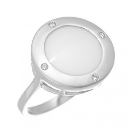 Кольцо из серебра | Материал:Серебро Проба:925 Для женщин Вставки:Фианит, Керамика Примерный вес (г):5.05 Обработка:Родирование