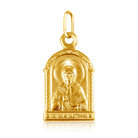 Подвеска иконка из золота Святая Матрона | Материал:Золото Цвет:Жёлтый Проба:585 Вставки:Без вставок Примерный вес (г):0.58 Тематика:Образок