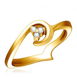 Кольцо из желтого золота с бриллиантами | Материал:Золото Цвет:Жёлтый Проба:585 Вставки:Бриллиант Примерный вес (г):3.26