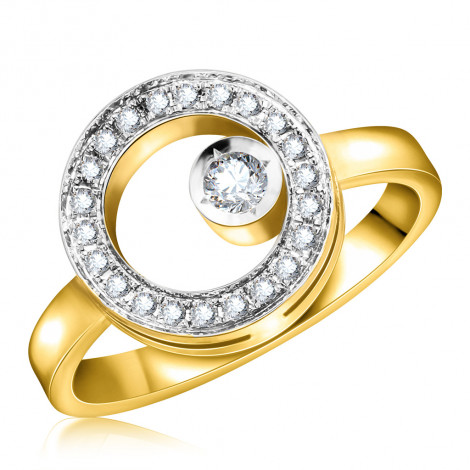 Кольцо с бриллиантами из желтого золота | Материал:Золото Цвет:Жёлтый Проба:585 Вставки:Бриллиант Примерный вес (г):4.3