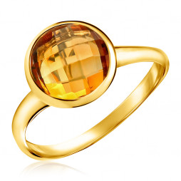 Кольцо из желтого золота с цитрином |	 Материал:Золото Цвет:Жёлтый Проба:585 Вставки:Цитрин Примерный вес (г):2.55 
