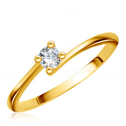 Кольцо из желтого золота с бриллиантом | Материал:Золото Цвет:Жёлтый Проба:585 Вставки:Бриллиант Примерный вес (г):1.37