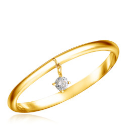 Кольцо из желтого золота с бриллиантом |	 Материал:Золото Цвет:Жёлтый Проба:585 Вставки:Бриллиант Примерный вес (г):0.98  Тематика:С подвеской