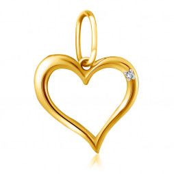 Подвеска Сердечко из желтого золота с бриллиантом |	 Материал:Золото Цвет:Жёлтый Проба:585 Вставки:Бриллиант Примерный вес (г):0.68 Тематика:Сердечки