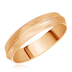 Обручальное кольцо из красного золота |	 Материал:Золото Цвет:Красный Проба:585 Вставки:Без вставок Примерный вес (г):1.72 Ширина (мм):4 Тематика:Обручальное