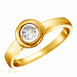 Кольцо из золота | Материал:Золото Цвет:Жёлтый Проба:585 Для женщин Вставки:Бриллиант Примерный вес (г):2.13