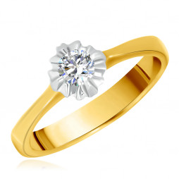Кольцо из желтого золота с бриллиантом | Материал:Золото Цвет:Жёлтый Проба:585 Вставки:Бриллиант Примерный вес (г):3.59