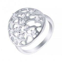 Кольцо из серебра | Материал:Серебро Проба:925 Для женщин Вставки:Фианит Примерный вес (г):3.89 Обработка:Родирование