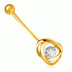 Пирсинг из желтого золота с танцующим бриллиантом | Материал:Золото Цвет:Жёлтый Проба:585 Вставки:Бриллиант Примерный вес (г):1.39  Тематика:Танцующий камень