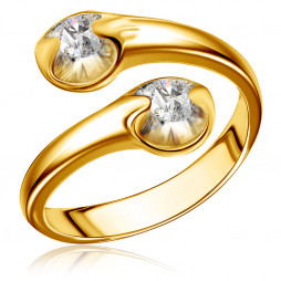 Кольцо с бриллиантами из желтого золота |	 Материал:Золото Цвет:Жёлтый Проба:585 Вставки:Бриллиант Примерный вес (г):5.32  Высота (мм):21 Ширина (мм):20 Тематика:Широкое