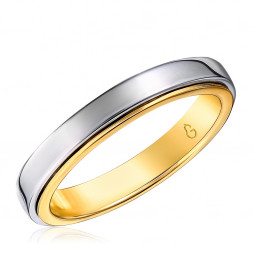 Кольцо обручальное из комбинированного золота | Материал:Золото Цвет:Комбинированный Проба:750 Вставки:Без вставок Примерный вес (г):7.53 Тематика:Обручальное