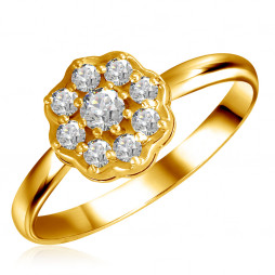 Кольцо из желтого золота с бриллиантами | Материал:Золото Цвет:Жёлтый Проба:585 Вставки:Бриллиант Примерный вес (г):2.04