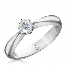 Помолвочное кольцо из белого золота с бриллиантом | Материал:Золото Цвет:Белый Проба:750 Для женщин Вставки:Бриллиант Примерный вес (г):3.73 Тематика:Помолвочное