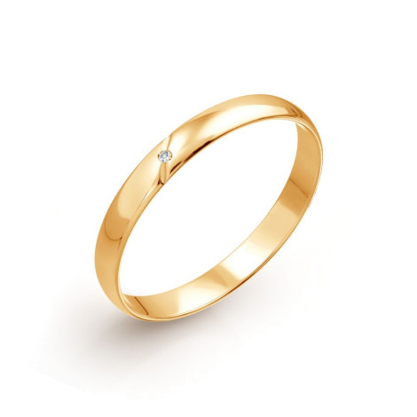 Кольцо обручальное с бриллиантом | Материал:Золото Цвет:Красный Для кого:Для женщин Вставки:Бриллиант Примерный вес (г):1.25 Тематика:Тонкое, 1 камень, Обручальное
