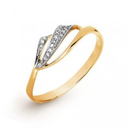 Кольцо с бриллиантами | Материал:Золото Цвет:Красный Проба:585 Для женщин Вставки:Бриллиант Примерный вес (г):1.39