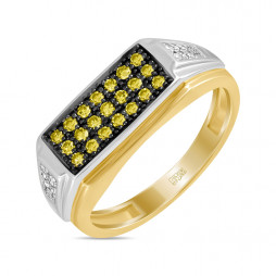 Кольцо c бриллиантами | Материал:Золото Цвет:Комбинированный, Жёлтый Проба:585 Для женщин Вставки:Бриллиант Жёлтый Примерный вес (г):3.35 Тематика:Печатка