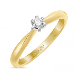 Кольцо c бриллиантами | Материал:Золото Цвет:Белый, Жёлтый Проба:585 Для женщин Вставки:Бриллиант Примерный вес (г):2.39