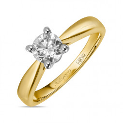Кольцо c бриллиантом | Материал:Золото Цвет:Белый, Жёлтый Проба:585 Для женщин Вставки:Бриллиант Примерный вес (г):2.41