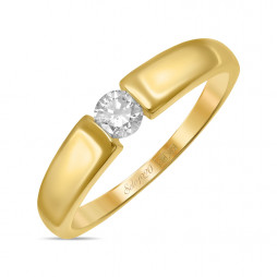 Кольцо c бриллиантом | Материал:Золото Цвет:Белый, Жёлтый Проба:585 Для женщин Вставки:Бриллиант Примерный вес (г):2.24 