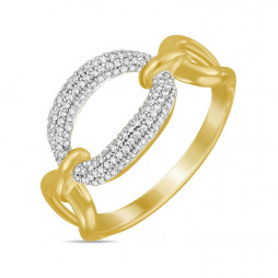 Кольцо c бриллиантами | Материал:Золото Цвет:Белый, Жёлтый Проба:585 Для женщин Вставки:Бриллиант Примерный вес (г):3.48