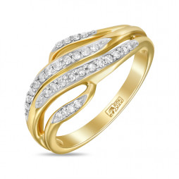 Кольцо c бриллиантами | Материал:Золото Цвет:Белый, Жёлтый Проба:585 Для женщин Вставки:Бриллиант Примерный вес (г):3.49