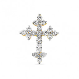 Крест c бриллиантами | Материал:Золото Цвет:Белый, Жёлтый Проба:585 Для женщин Вставки:Бриллиант Примерный вес (г):0.94