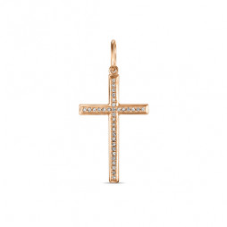 Крест с бриллиантами | Материал:Золото Цвет:Белый Проба:585 Для женщин Вставки:Бриллиант Примерный вес (г):1.2