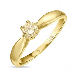 Кольцо с бриллиантом | Материал:Золото Цвет:Жёлтый Проба:585 Для женщин Вставки:Бриллиант Примерный вес (г):2.17  Тематика:Помолвочное