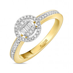 Кольцо с бриллиантами | Материал:Золото Цвет:Белый, Жёлтый Проба:585 Для женщин Вставки:Бриллиант Примерный вес (г):2.86