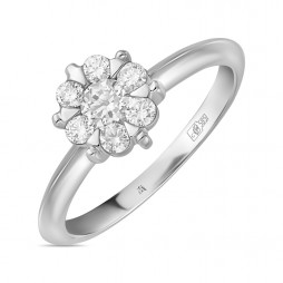 Кольцо с выращенным бриллиантом | Материал:Золото Цвет:Белый Проба:585 Для женщин Вставки:Бриллиант Примерный вес (г):2.07
