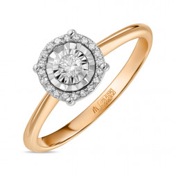 Кольцо с бриллиантами | Материал:Золото Цвет:Комбинированный, Белый Проба:585 Для женщин Вставки:Бриллиант Примерный вес (г):1.99 