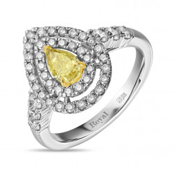 Кольцо с бриллиантами | Материал:Золото Цвет:Комбинированный Проба:585 Для женщин Вставки:Бриллиант Жёлтый Примерный вес (г):4.54 
