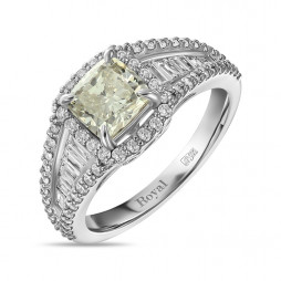 Кольцо с бриллиантами | Материал:Золото Цвет:Белый Проба:585 Для женщин Вставки:Бриллиант Примерный вес (г):5.47 