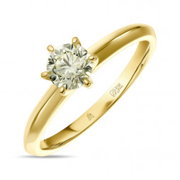 Кольцо с бриллиантом | Материал:Золото Цвет:Жёлтый Проба:585 Для женщин Вставки:Бриллиант Примерный вес (г):2.63 