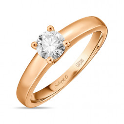Золотое кольцо с бриллиантом | Материал:Золото Цвет:Белый, Красный Проба:585 Для женщин Вставки:Бриллиант Примерный вес (г):3.79 