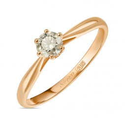 Золотое кольцо с бриллиантом | Материал:Золото Цвет:Красный, Жёлтый, Белый Проба:585 Для женщин Вставки:Бриллиант Примерный вес (г):1.54  Тематика:Помолвочное, 1 камень