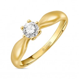 Кольцо с бриллиантом | Материал:Золото Цвет:Жёлтый Проба:585 Для женщин Вставки:Бриллиант Примерный вес (г):2.58 Тематика:Помолвочное, 1 камень