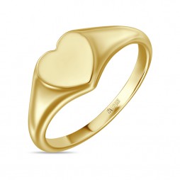 Кольцо | Материал:Золото Цвет:Жёлтый, Красный Проба:585 Для женщин Вставки:Без вставок Примерный вес (г):1.91  Тематика:Печатка, Сердечки