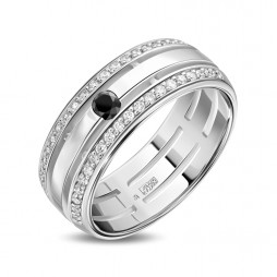 Кольцо с бриллиантами | Материал:Золото Цвет:Белый Проба:585 Для женщин Вставки:Бриллиант Примерный вес (г):5.71 