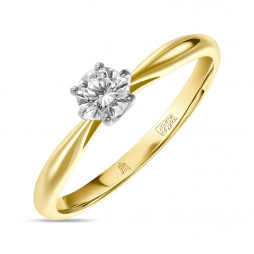 Золотое кольцо с сваровски | Материал:Золото Цвет:Жёлтый Проба:585 Для женщин Вставки:Swarovski Примерный вес (г):1.37 Тематика:Помолвочное