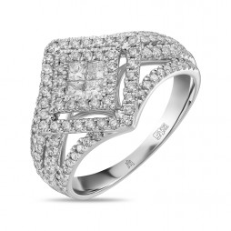 Кольцо с бриллиантами | Материал:Золото Цвет:Белый Проба:585 Для женщин Вставки:Бриллиант Примерный вес (г):4.48 