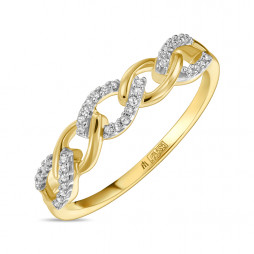 Кольцо с бриллиантами | Материал:Золото Цвет:Жёлтый Проба:585 Для женщин Вставки:Бриллиант Примерный вес (г):2.1