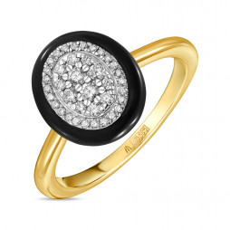 Кольцо с керамикой и бриллиантами | Материал:Золото Цвет:Жёлтый Проба:585 Для женщин Вставки:Керамика, Бриллиант Примерный вес (г):2.54 